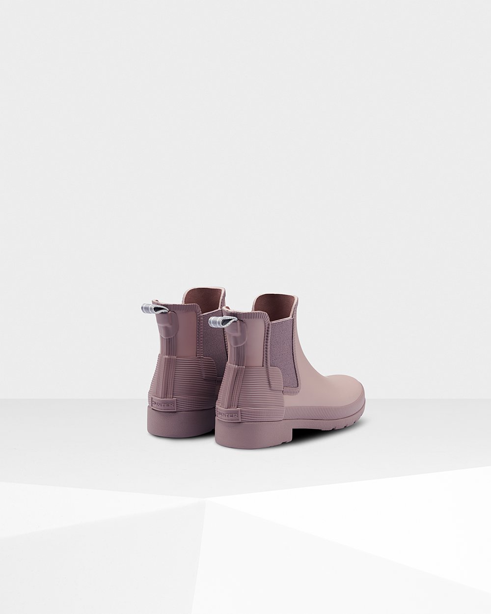 Womens Chelsea Boots - Hunter Refined Texture Block Slim Fit (81WDVQBFI) - Pink/Purple